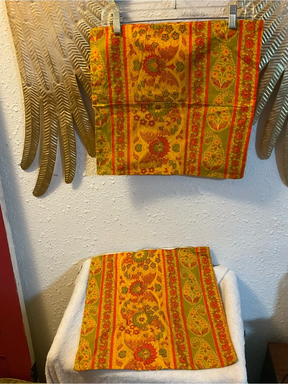 Lot of 2 Vintage Pillow Covers 1970s